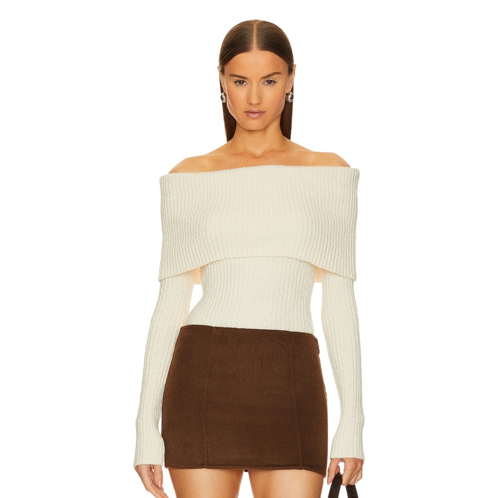 L'Academie Namir Off Shoulder Sweater in Cream